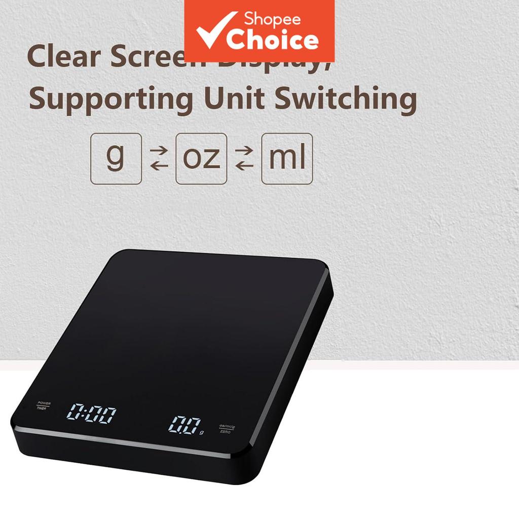 Balança Digital de Cozinha - Balança de Alimentos com Display LED Recarregável, para Panificação, Café e Cozinha, com