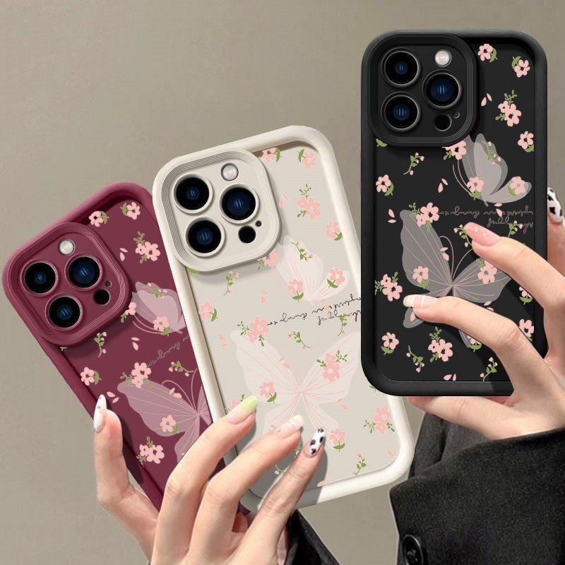 Capa De Telefone Borboleta Flor Rosa Para Samsung Galaxy S20 Plus Ultra S21 FE A22 A72 A02 A03 J7 CORE M34 M16 F06 M36 M