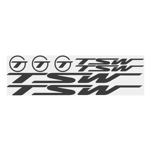 Kit com 7 Adesivos Plotter para Quadro de Bicicleta Compatível TSW Mountain Bike em Vinil Preto