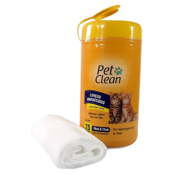 Lenço Umedecido Pet Clean Gatos 75 Unidades