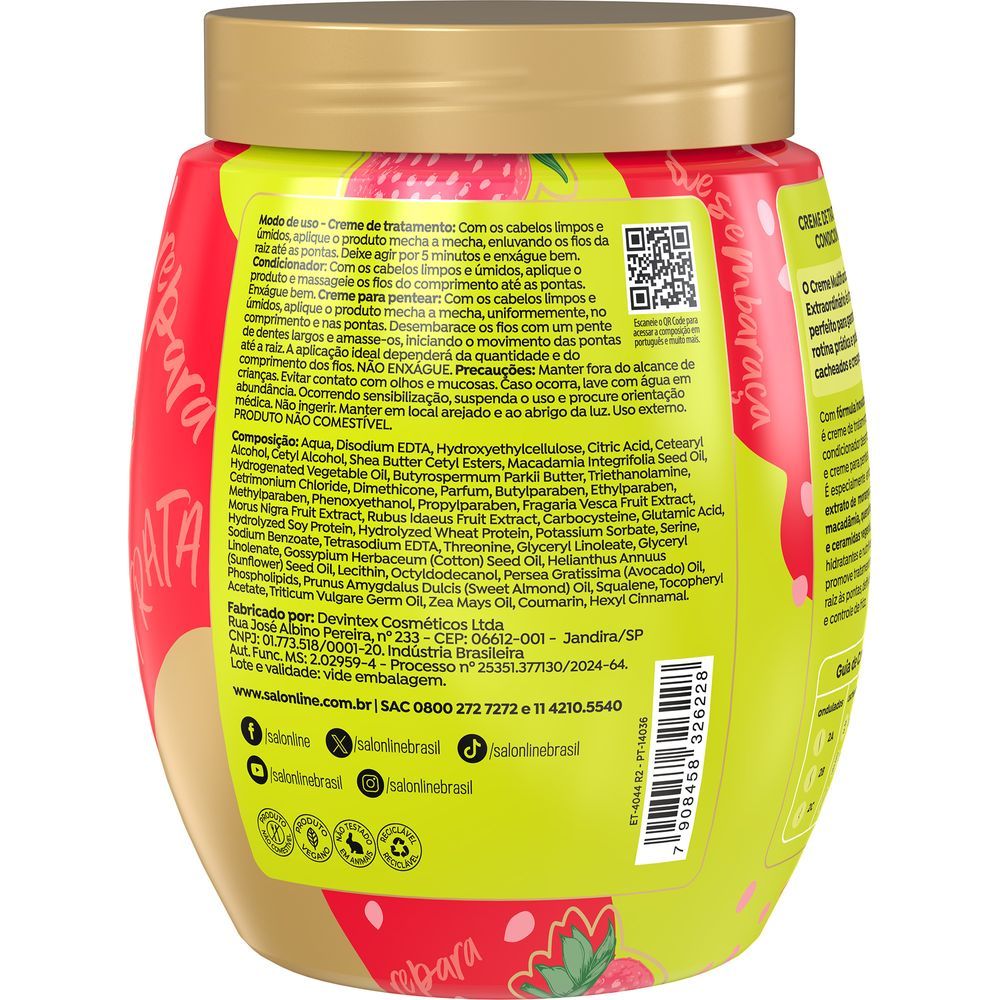 Creme 3 em 1 Salon Line Cachos Dos Sonhos Multy Extraordinário Morango 1kg