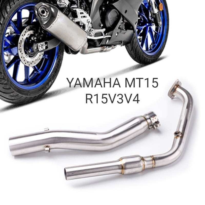 Tubo De Ligação De Escape Dianteiro De Motocicleta Em Aço Inoxidável Para Yamaha R15V3V4 MT15 2020-2022 Cotovelo Com Sen