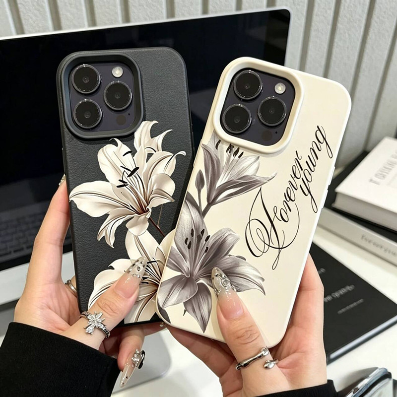 Elegante Padrão De Lírio Capa Para Samsung Galaxy A57 5G A37 A55 A274 A07 A54 A0