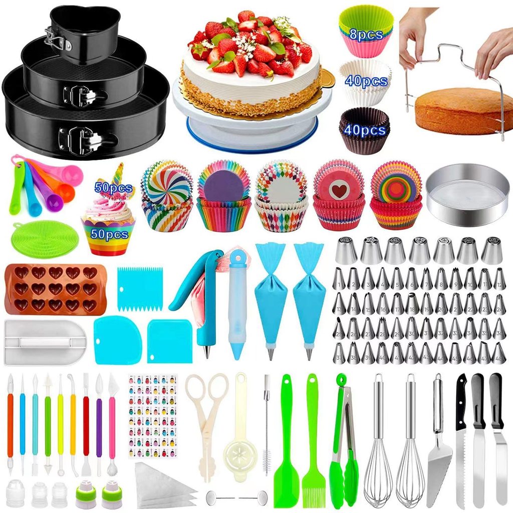 Suporte giratório para confeitaria e decoração de bolos, conjunto de ferramentas com 493 bicos de decoração de bolos PSD