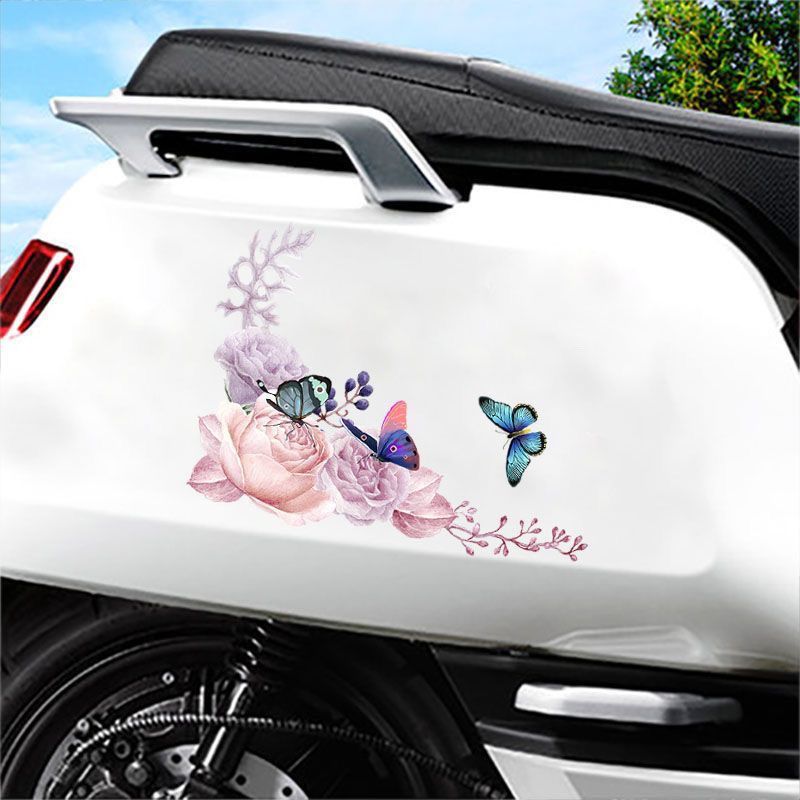 WZLCT Carro Flor Borboleta Arte Veículo Elétrico Adesivo Scratch Personalidade Bloco Corpo Criativo Pass Carro À Prova D
