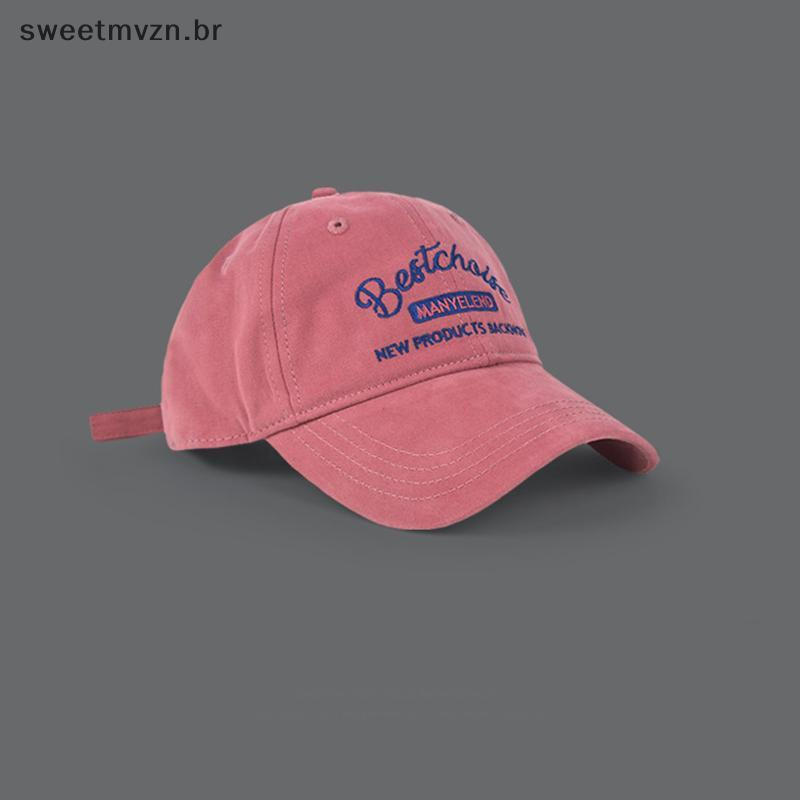 Boné de Beisebol Rosa Bordado para Mulheres, Chapéu de Sol de Algodão Macio, Boné Esportivo para Meninas Estilo Corea