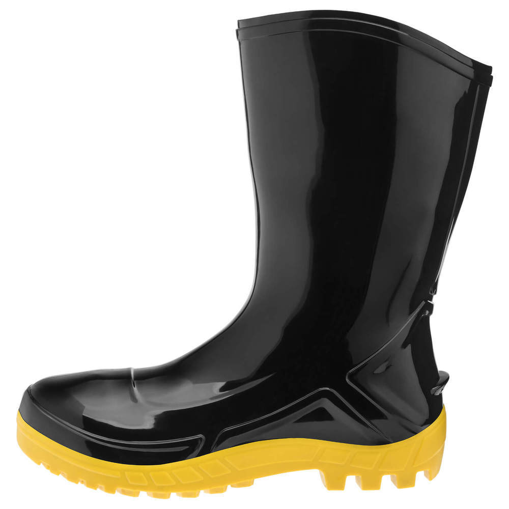 Bota de PVC preta com solado amarelo cano médio sem forro - 110VFLEX PRA - Marluvas