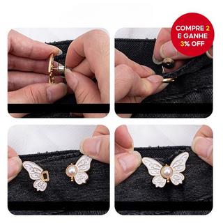 Novo Conjunto de 3 Pares de Clips para Cintura em Formato de Borboleta, Ajustador de Cinto de Liga Coreana para Saia e