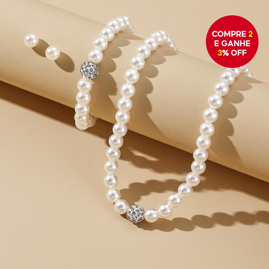 Conjunto De Joias De Pérola ABS Colar Brincos Pulseira Adereços De Foto De Casamento Elegante