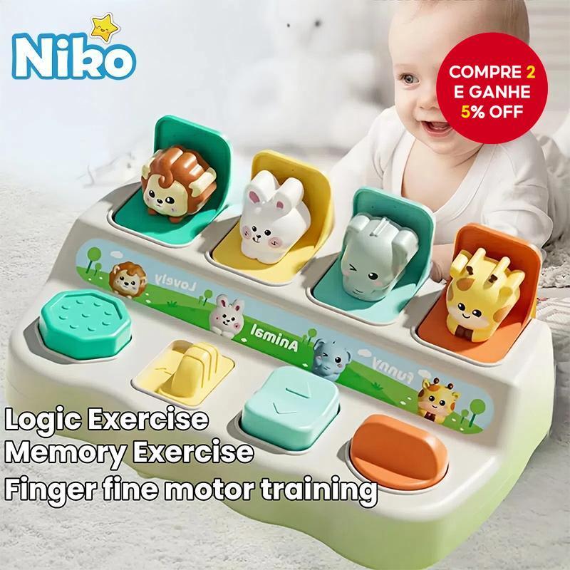 Caixa de interruptor pop-up de animais esconde-esconde brinquedos Montessori brinquedos de educação infantil