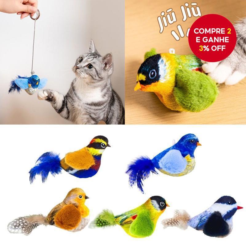 Novos Brinquedos para Gatos Indoor Interativos com Som Realista de Pássaro Brinquedo de Pelúcia para Gatos