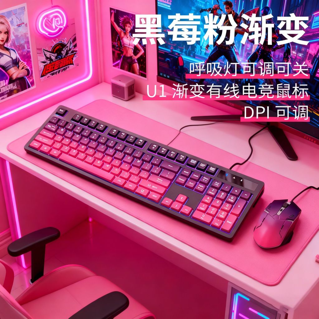 Gradiente mecânico sentir com fio teclado Mouse conjunto Desktop computador portátil jogo de escritório dedicado 6.6