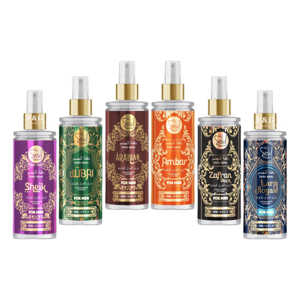 Body Splash Arabe Masculino Soul Cosméticos 200ml Desodorante Colônia