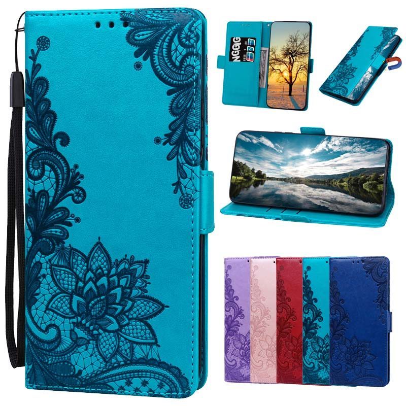 Invólucro Em Relevo De Renda Para Huawei P60 P50 P30 P20 Pro P40 30 20 Lite Capa Tipo Carteira De Couro Com Suporte Cart