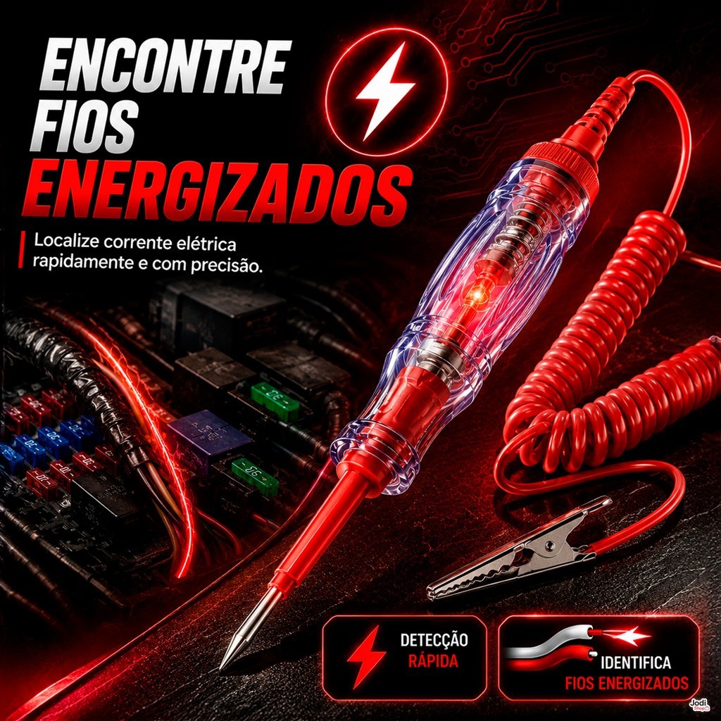 Caneta Teste de Corrente Automotiva 6V 12V 24V com Garra Jacaré