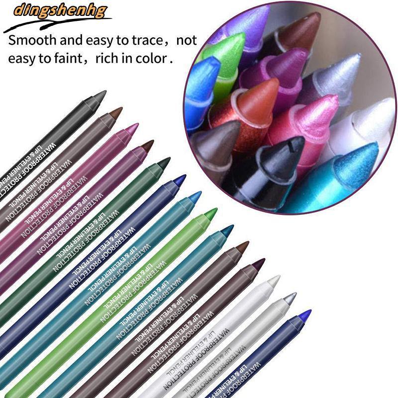 Caneta De Sombra Delineador 14 Cores Monocromático Alta Multifuncional À Prova Dwaterproof Água Pérola Glitter Gel Maqui
