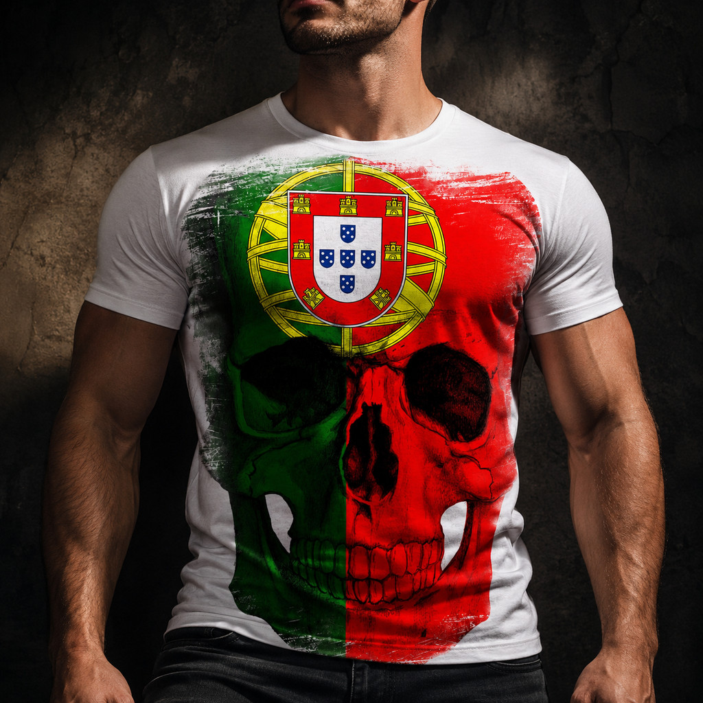 Camisa Camiseta Masculina Caveira Portugal 2