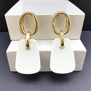 Brincos exagerados 925 agulha de prata moda branco acrílico brincos longos femininos High-End rosto geométrico brincos f