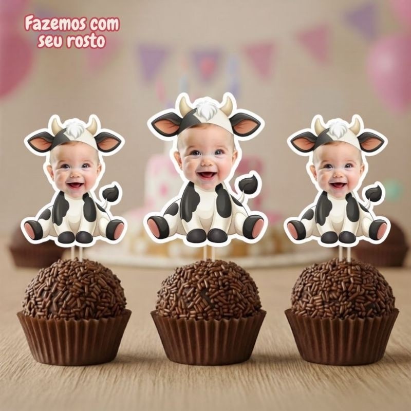 KIT TAGS TOPPERS VACA AMO TETE PARA DOCINHO BRIGADEIRO, TAG AMO TETE ROSTINHO PERSONALIZADOS BRIGADEIRO CUPCAKE ENFEITE