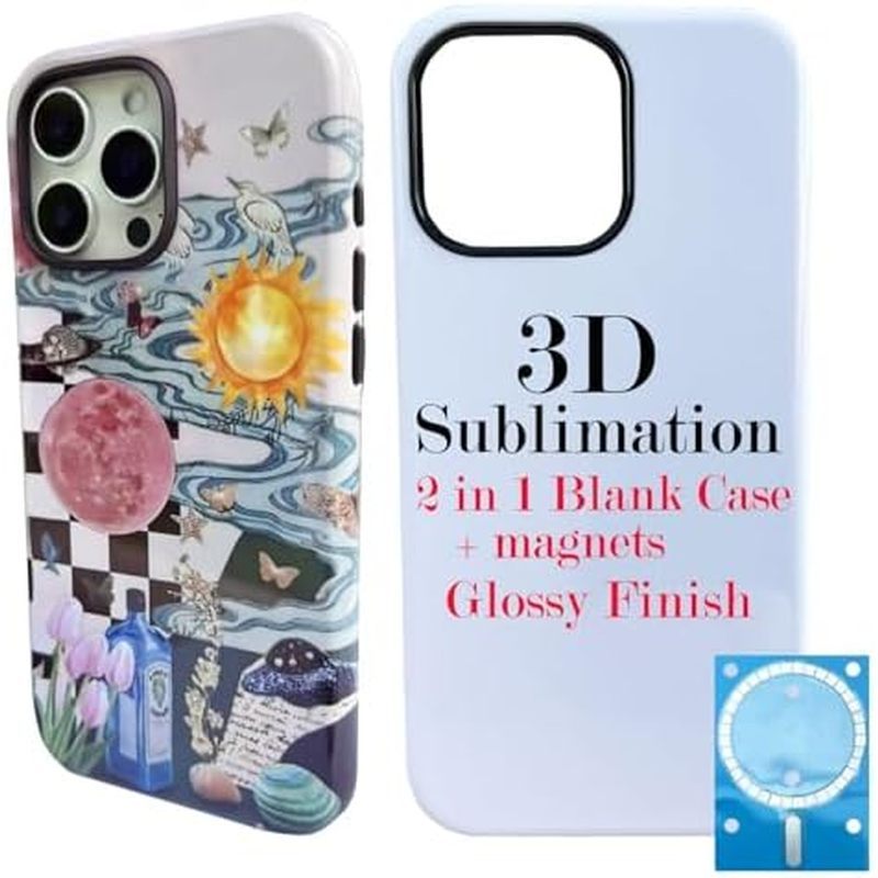 JUSTRY 5PCS 3D 2 Em 1 Capa De Telefone De Filme De Sublimação Para iPhone 16 Pro Max , Capas Personalizáveis DIY Revesti