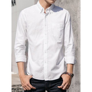 Oxford girando camisa de manga comprida masculina 2026 primavera verão novo estilo negócios Casual camisa de fundo solto