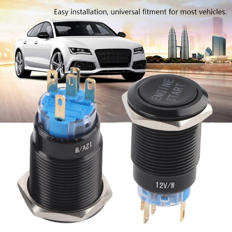 YOI 12V Led Iluminado Interruptores De Botão De Reinicialização Momentânea 19Mm À Prova D'água Para Automóveis