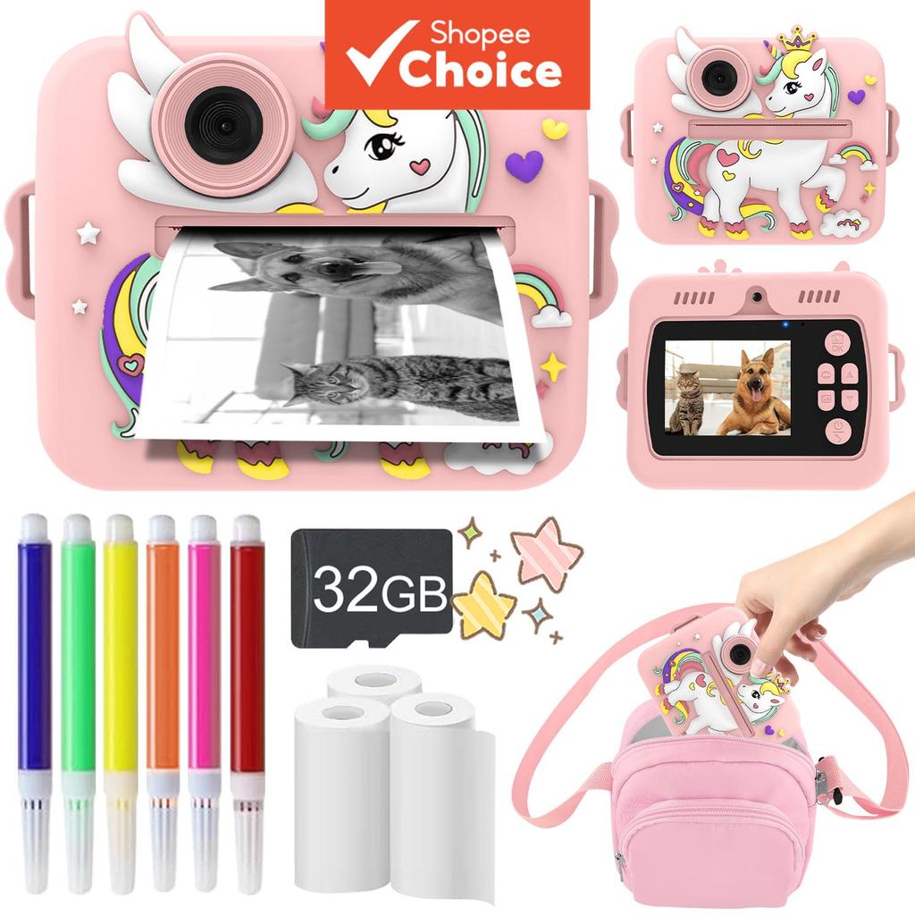 Câmera Instantânea, Câmera Infantil de Dupla Lente para Impressão Instantânea para Meninos e Meninas, Presentes de Natal