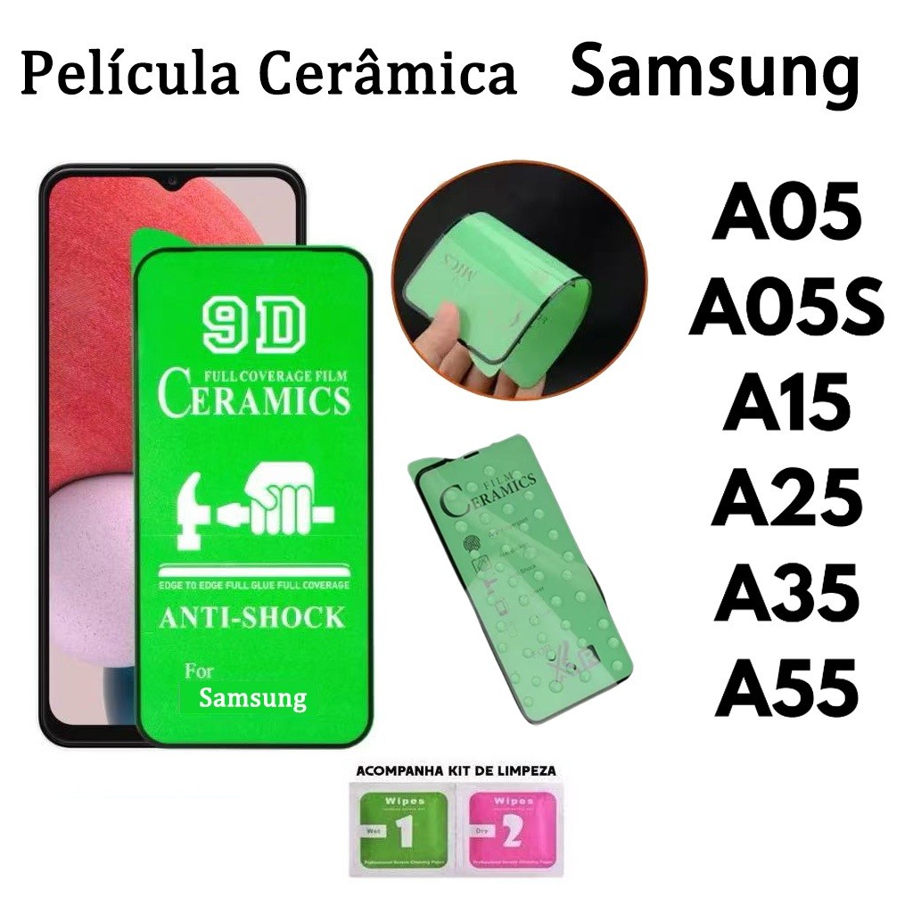 KIT 2PCS Película Cerâmica Flexível 9D 3D Samsung Gel Hidrogel Para Samsung A05 A05S A15 A25 A35 A55