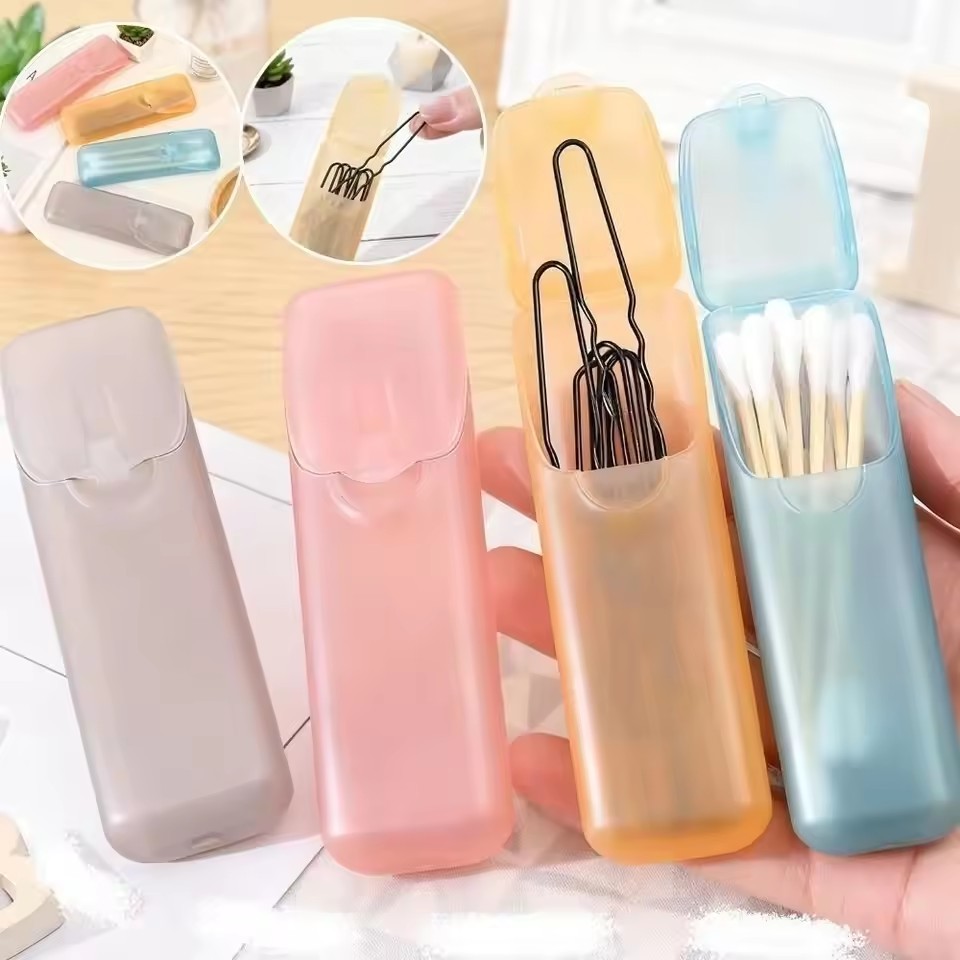 Mini Caixa De Armazenamento Transparente-Organizador De Peças Pequenas-Recipiente Fio Dental De Viagem-Multifuncional De