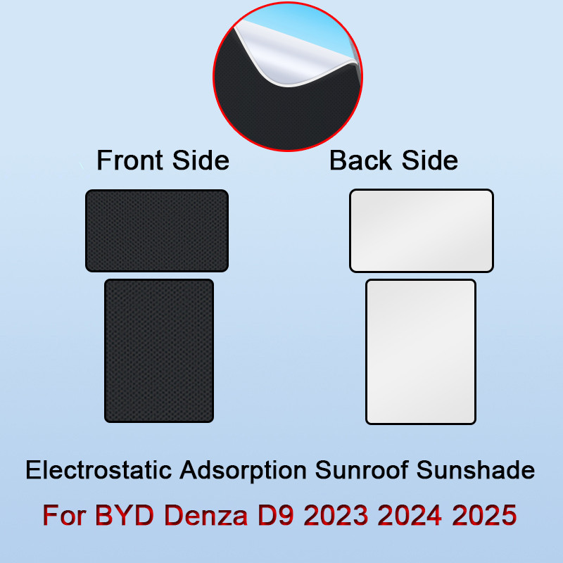 Pára-Sol De Adsorção Eletrostática Para Teto Solar De Carro BYD Denza D9 2023 2024 2025 Adesivo De Clarabóia Com Isolame