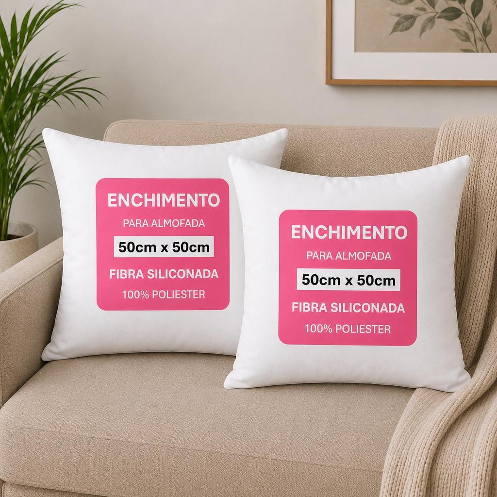 Kit 2 Enchimentos Refil de Almofada Siliconada 50x50 Antialérgica Macia