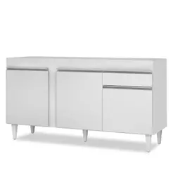 Balcão Gabinete Para Pia 150cm Sem Tampo 3 Portas 1 Gaveta Dakota Branco - Lumil