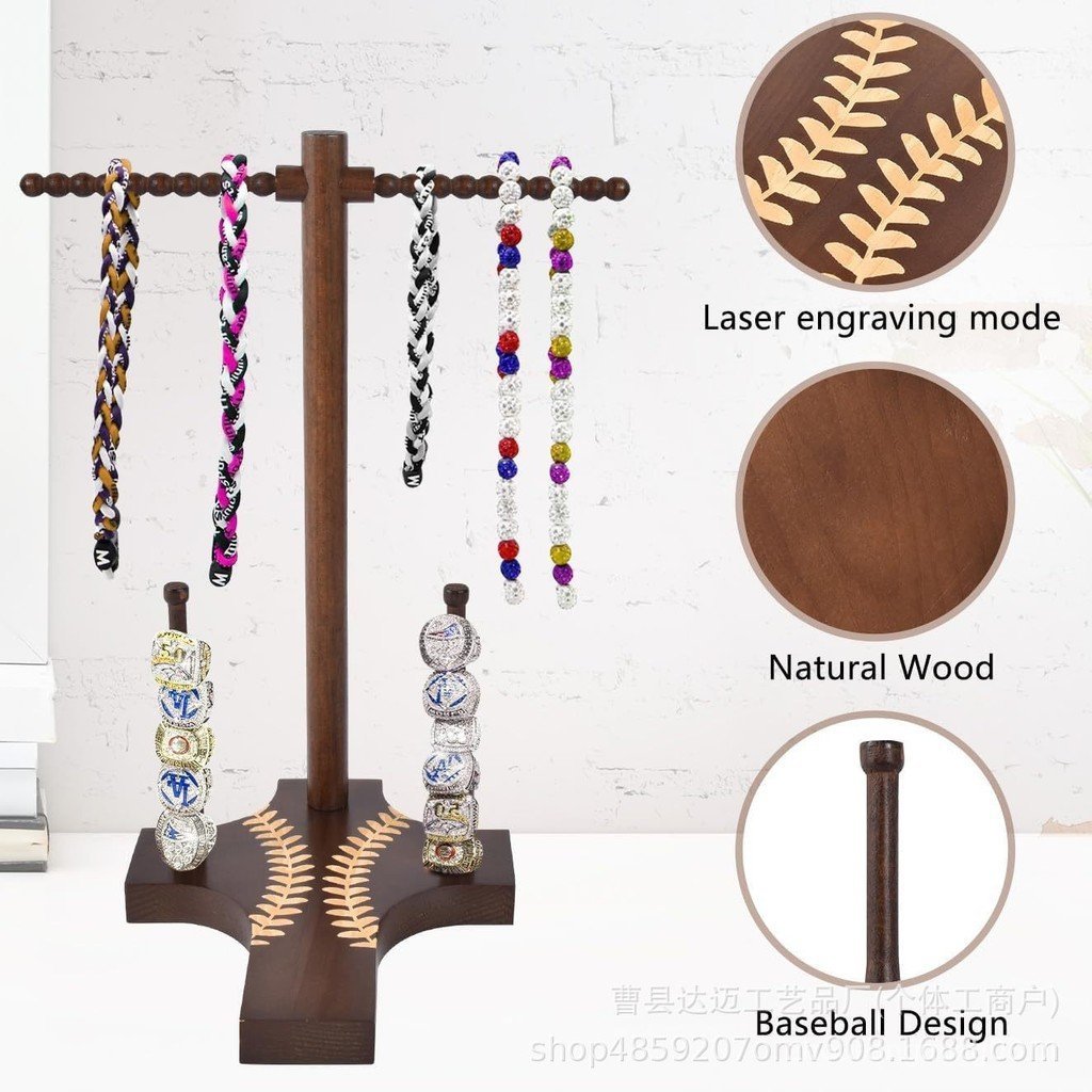 Suporte de madeira para medalhas de beisebol, rack de armazenamento de medalhas de softball, suporte de joias para mesa,