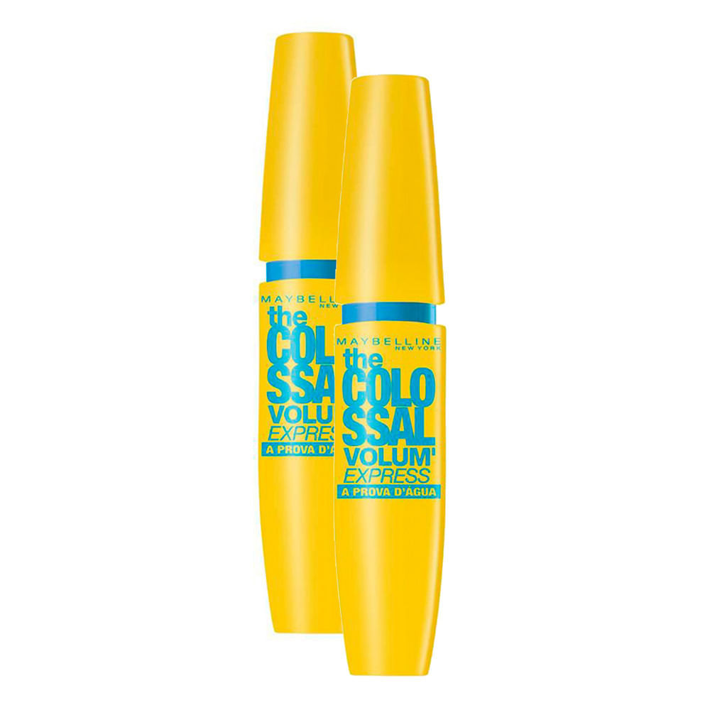 Kit 2 Máscara de Cílios Maybelline The Colossal Volum' Express à Prova D'água Preto 9,2ml