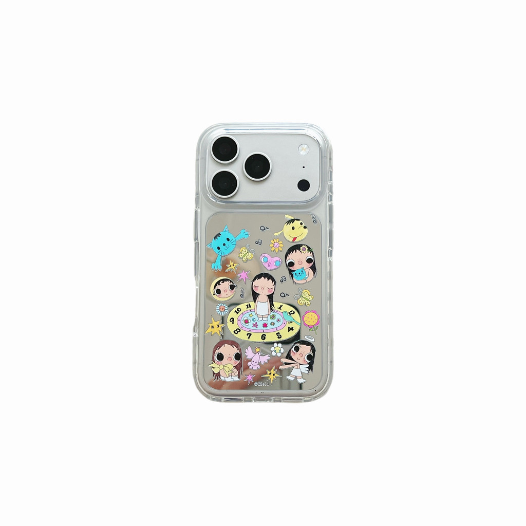 Capa para IPhone, Popular, novo estilo, superfície espelhada, transparente, padrão de Jade de desenho animado, capa espa