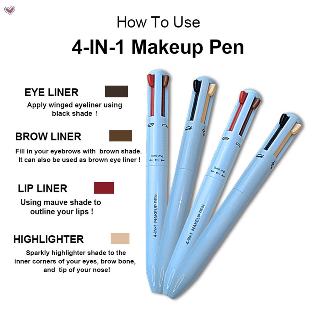 Caneta De Maquiagem Rotativa 4 Em 1-Iluminador Líquido Para Sobrancelhas E Lábios Mulheres