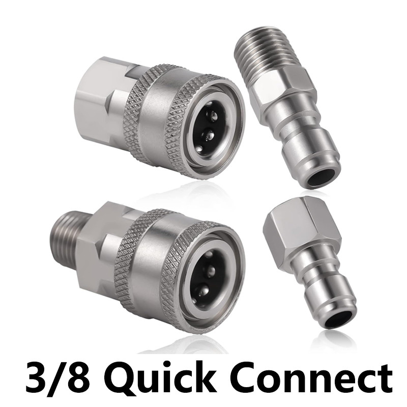 3/8 Polegada Lavadora De Pressão De Aço Inoxidável Conexão Rápida Plug Acoplador Kit Masculino Feminino Acessórios Com R