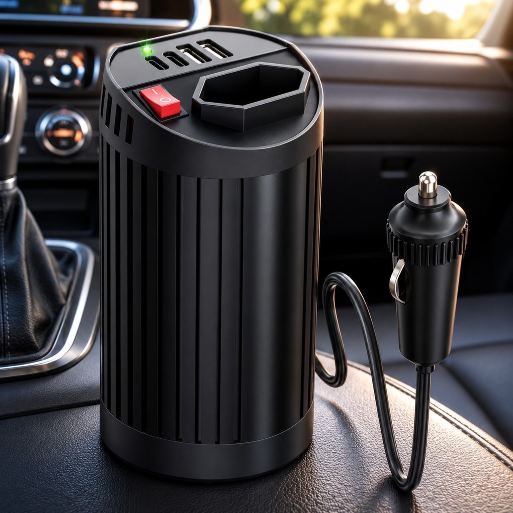 Conversor Inversor Veicular 200W Carro Caminhão USB Tipo C Carregamento Rápido VPL-3603