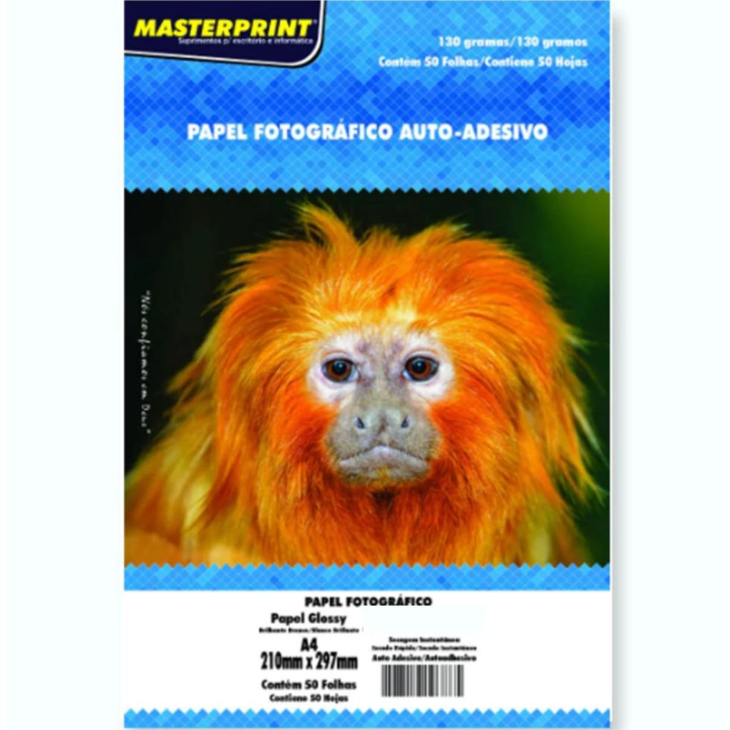 Papel Fotográfico COM ADESIVO 50Fls Glossy 130g  A4 - MASTERPRINT