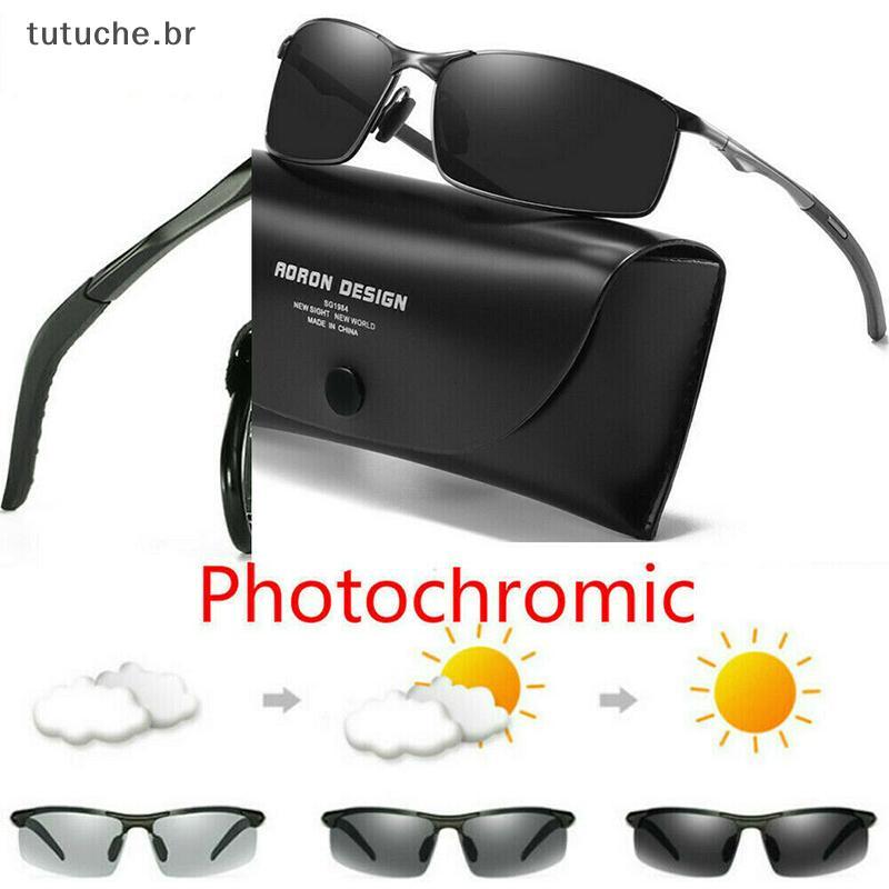Óculos De Sol Fotocromáticos HD Masculinos TU Polarizados Com Lente De Transição Camaleão BR