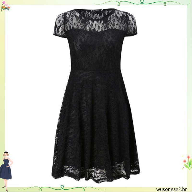 Vestido Midi Olivia Renda Manga Curta com Cinto Casamento Branco Noiva Civil Festa Luxo Formatura BM