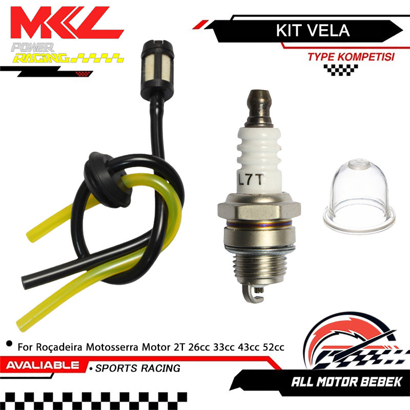 Kit Revisão Roçadeira Motosserra 43cc 52cc 2T Vela L7T Mangueira Filtro Combustível Peças Resistentes