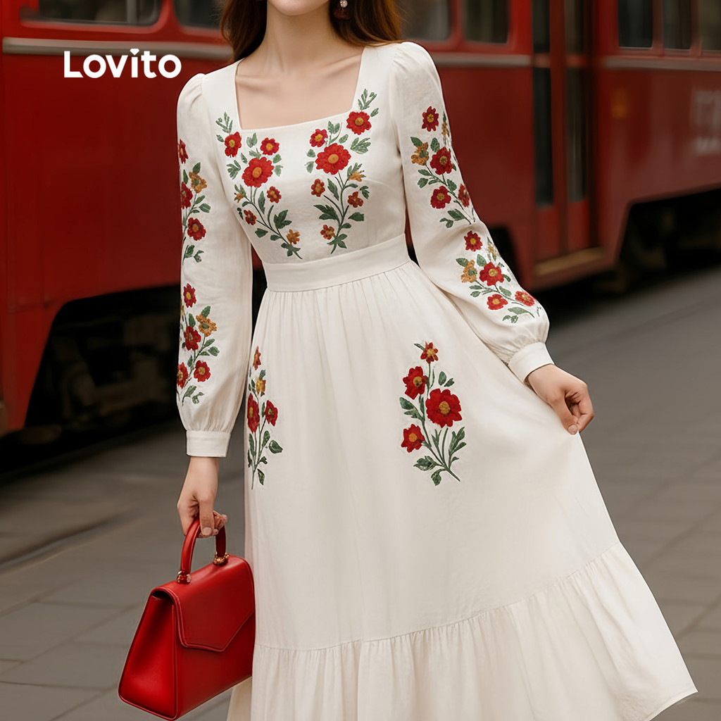 Lovito Vestido Elegante com Padrão de Vestido Fecho Éclair para outono/inverno LK6LD027 · foto 2