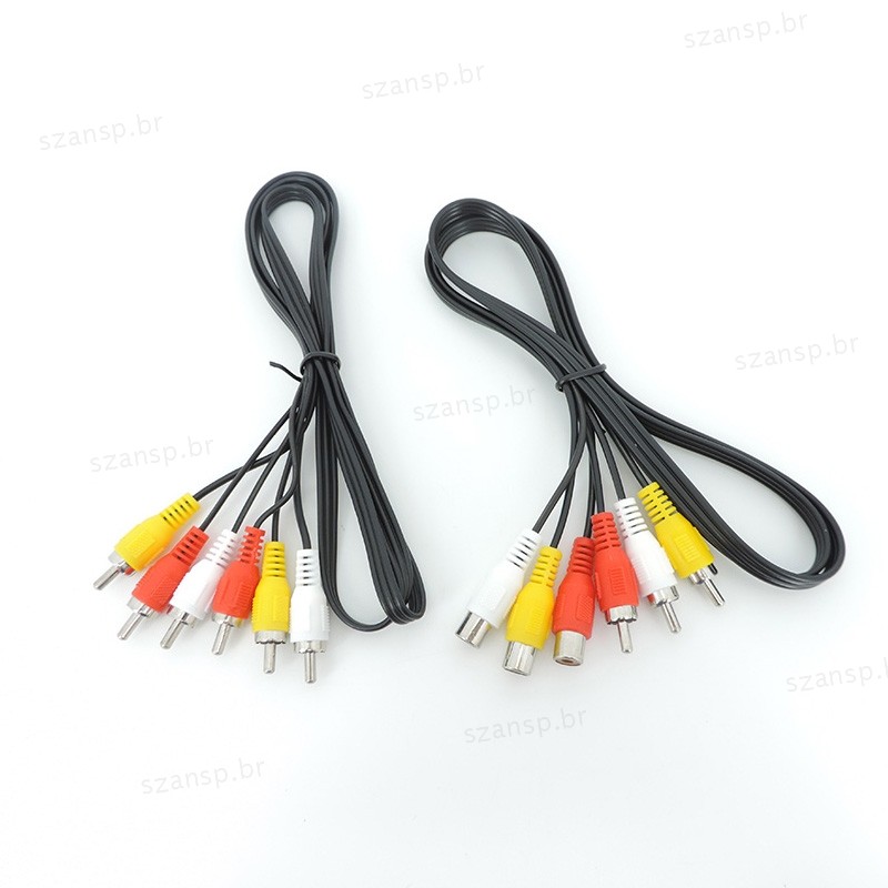 1M/1.5M/3 Metros 3 Rca Macho Para Fêmea Conector Composto Áudio Vídeo Av Extensão Cabo Plug Cabos BRA1