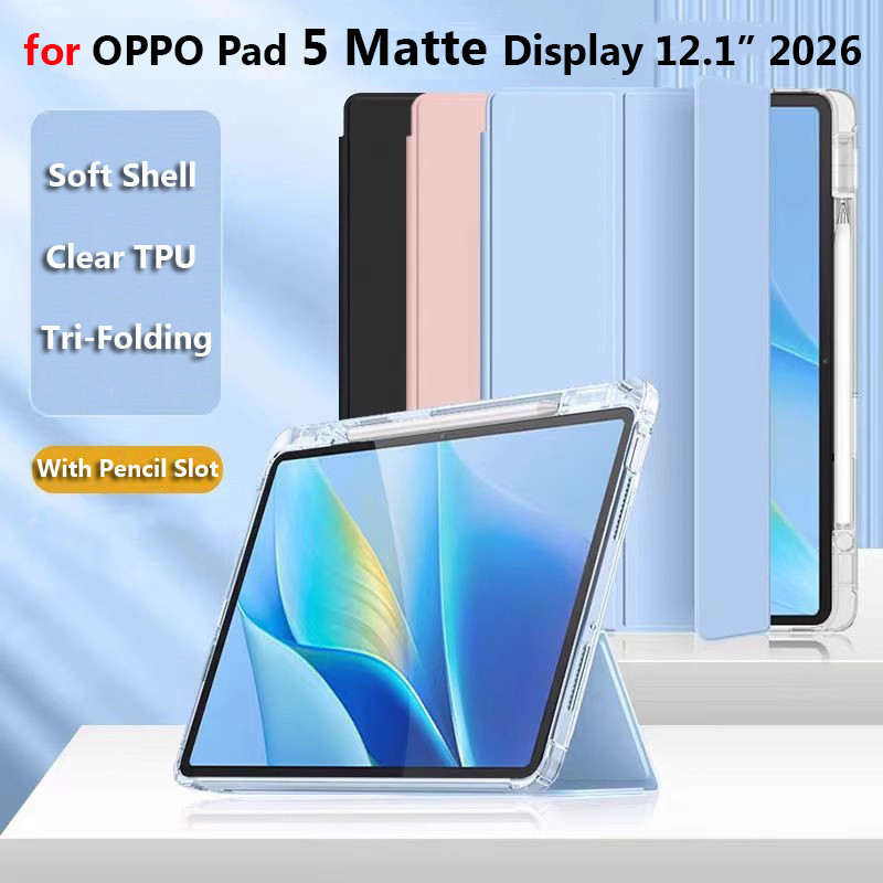 Capa Para OPPO Pad 5 Matte Display 12.1 " 2026 6 12.1 Polegadas Air5 2025 Pro 13.2 Tablet Suporte Triplo Couro Macio TPU