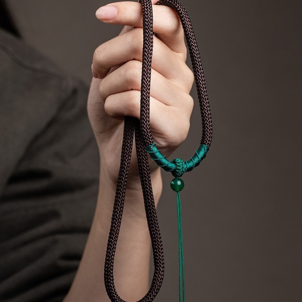 Jade cordão tecido à mão colar corda masculino feminino ouro jade cera de abelha lápis-lazúli pendurado pescoço fivela s