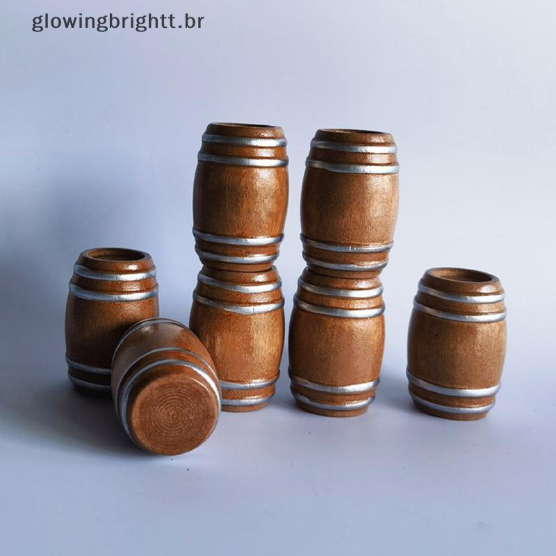 Barril Em Miniatura De Vinho Tinto De Madeira Brilhante-Decoração De Casa De Boneca (Escala 1 : 12)