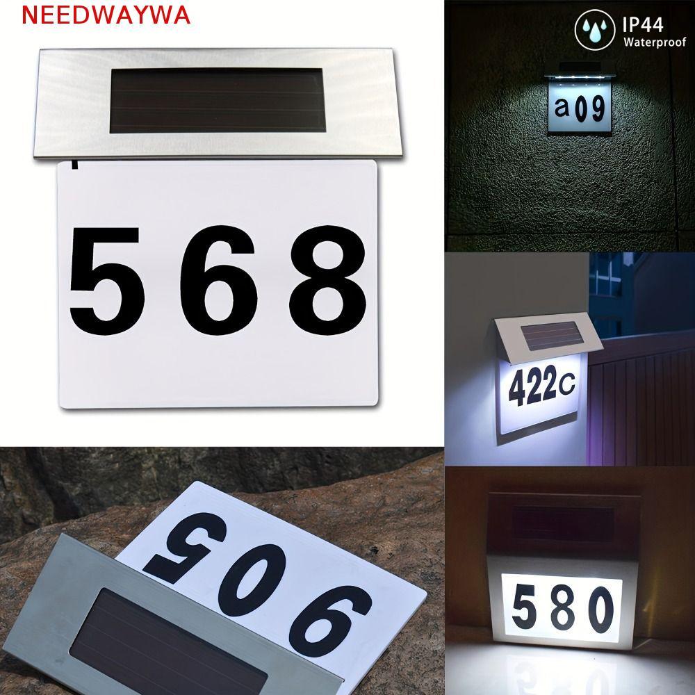 NEEDWAYWA LED Luz De Sinalização De Porta , Sinal De Endereço À Prova De Umidade De Aço Inoxidável , Com Adesivos Digita