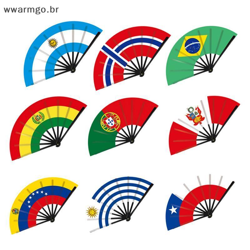 Ventilador De Mão Dobrável WWARM 22cm-8 Bandeiras Da América Do Sul Para Esportes E Festas
