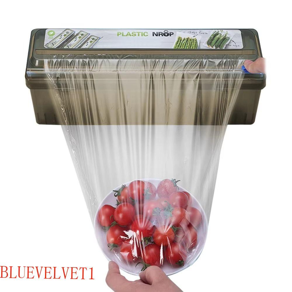 BLUEVELVET1 Dispensador De Envoltório De Alimentos , Cortador De Filme Plástico Com Suporte De Folha , Caixa De Corte De